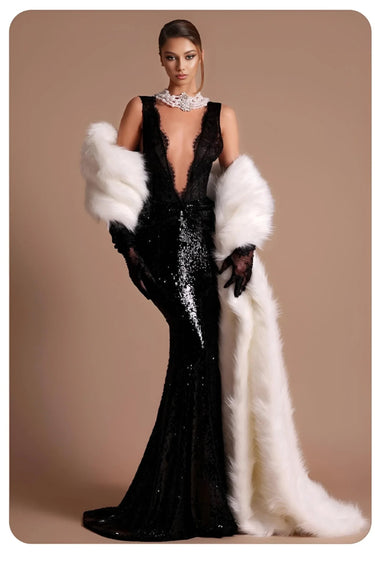 Black Sequin Mermaid Dress Deep V Neck Backless Lace Design Dress for Party Dinner Evening Gown, Maxi Dresses, Sleeveless, Black, S, M, L, 2, 4, 6, 8, 10, 12, United States, USA, Canada, Australia, New Zealand, United Kingdom, UK, Black mermaid sequin prom dress, Black sequin formal gown, long black sequin dress, Mermaid evening gown with sequins, shopdrestiny.com
